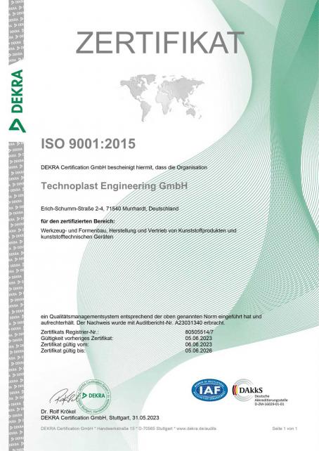 Certificate ISO 9001:2015 