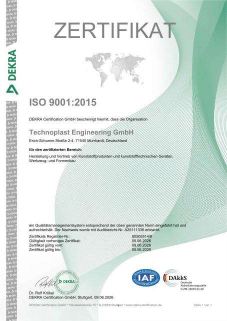 ISO 9001:2015 Zertifikat Technoplast_version2026_D